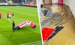 Der VIP-Klub von Ried wurde vom Regen überflutet.
