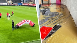Der VIP-Klub von Ried wurde vom Regen überflutet.