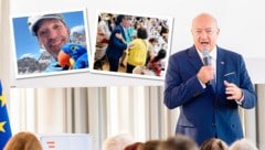 Während Stocker (rechts) als Bundeskanzler und Babler (Mitte) als SPÖ-Parteichef durch ...