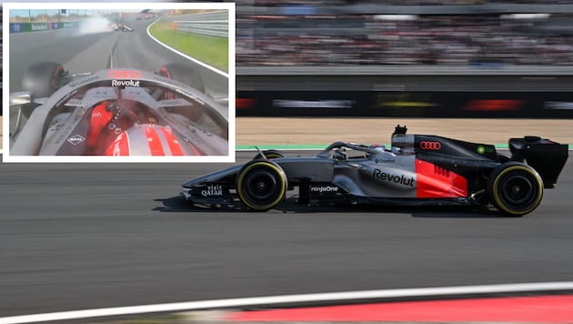 Das war knapp! Nico Hülkenberg krachte beinahe in seinen Audi-Teamkollegen Gabriel Bortoleto.