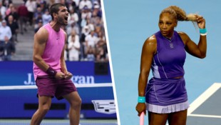 Carlos Alcaraz (li.) und Serena Williams treten im Mixed-Doppel zusammen an.