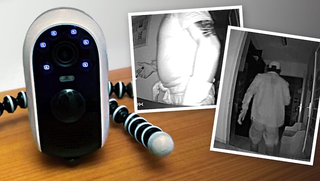 The camera filmed the burglars in the Vienna apartment. Notable: the tattoo on the gang leader’s ...