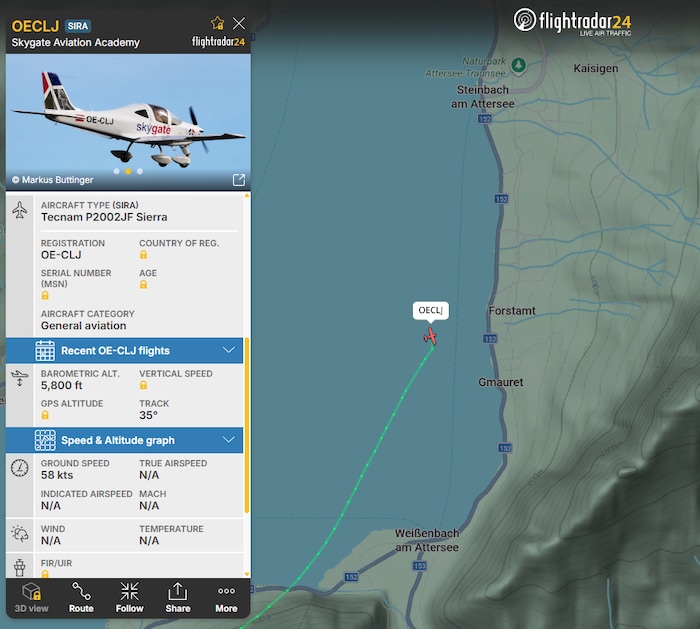 Die Stelle, an der der Flieger zuletzt Signale sendete.