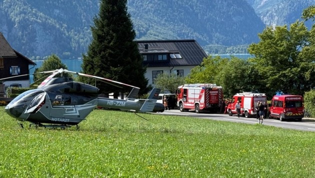Großeinsatz nach dem Flugzeugabsturz Mittwoch Mittag am Attersee.