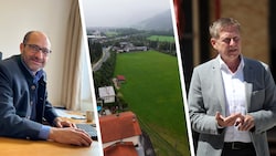 Gollings Ortschef Martin Dietrich (l.) steht hinter dem Vollanschluss, Thomas Freylinger sieht ...