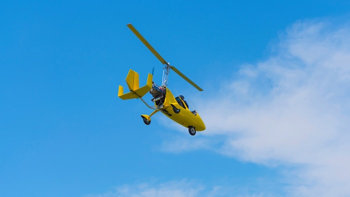 Bei einem Gyrokopter wird der obere Rotor nicht direkt von einem Motor angetrieben.