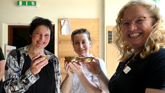 von links: Katrin Vohland (NHM Wien), Barbara Winkelbauer (Salzwelten GmbH) sowie Karina Grömer, ...