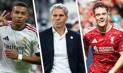LASK-Trainer Didi Kühbauer bekommt es mit Kylian Mbappe von Real (l.) und Florian Wirtz (r.) vom ...