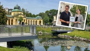 Viel grün in Bad Vöslau – Bürgermeister Flammer und mit Greenpeace-Expertin Melanie Ebner.