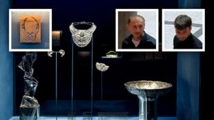 Nur noch ein Bild erinnert an das Diamant-Collier im Wiener MAK. Die Fahndung nach den beiden ...