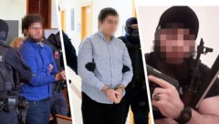 Swift-Attentäter Beran A. (li.) und der Wiederholungsterrorist Ali K. (Mi.) werden von Derad ...