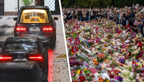 Der Sarg von König Harald wurde am Freitagabend zum Palast gebracht. Tausende säumten den Weg, ...