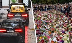 Der Sarg von König Harald wurde am Freitagabend zum Palast gebracht. Tausende säumten den Weg, ...