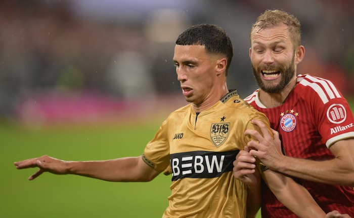 ÖFB-Teamspieler Konrad Laimer (Im Bild im Zweikampf mit Stuttgarts El Khannouss) gelang mit den ...