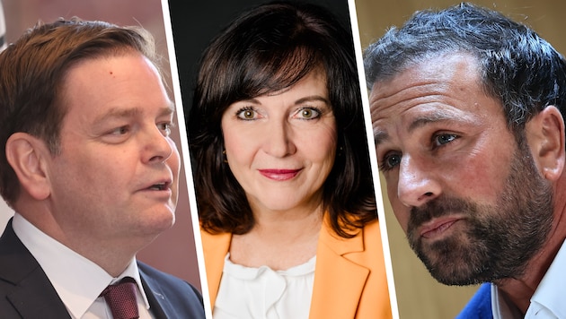 Markus Abwerzger (FPÖ), Birgit Obermüller (NEOS) und Georg Dornauer, freier Mandatar (rechts), ...