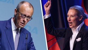 Deutschlands Kanzler Friedrich Merz (CDU) steckt seit Monaten im Umfragetief. Alice Weidel ...