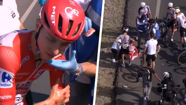 Tadej Pogacar stürzte und muss die 8. Vuelta-Etappe aufgeben.