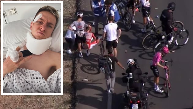 Tadej Pogacar meldete sich nach seinem Sturz bei der Vuelta mit einem „Stayin‘ Alive“-Posting ...