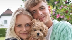 Nikolas Veratschnig mit Freundin Sarah und Hund Bruno.