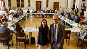 Runder Tisch an der Uni Graz: Rektor Peter und Riedler und ÖH-Vorsitzende Valentina Simschitz ...
