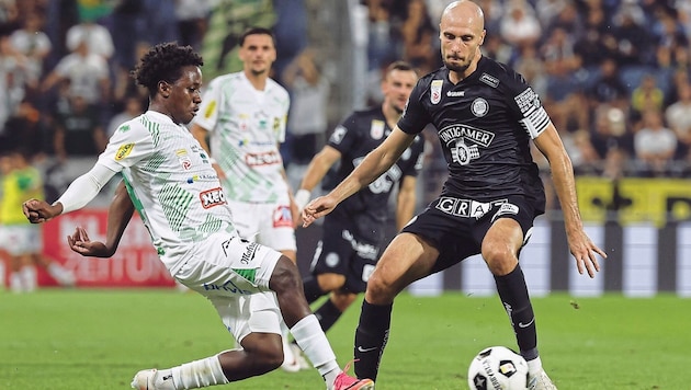 Sturm-Kapitän Jon Gorenc Stankovic baute die Jungspunde „JP“ Hödl und Luca Weinhandl auf.