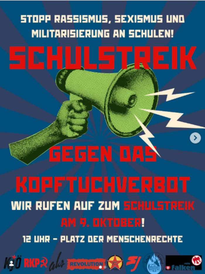 Die Rote Jugend ruft zum Protest auf.