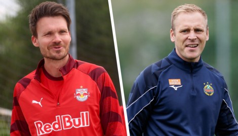 Die Trainer des FC Red Bull Salzburg und des SK Rapid: Danny Röhl und Johannes Hoff Thorup