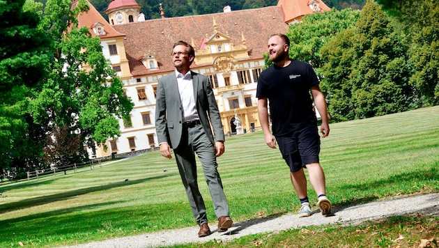 Paul Schuster und Harry Ashcroft (li.) im Schlosspark Eggenberg