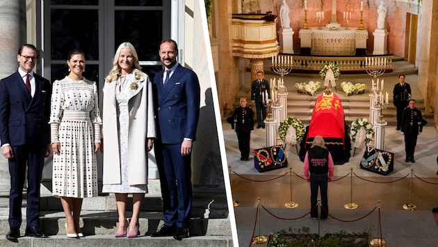 Prinz Daniel und Kronprinzessin Victoria, sind eng mit Königin Mette-Marit und König Haakon ...
