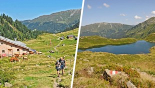 Von der Neuen Bamberger Hütte (links) geht es weiter hinauf zum Unteren Wildalmsee (rechts).