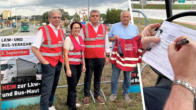 Lokalaugenschein in Oberwart: Ludwig Pall, Tanja Stöckl, Roman Eder und Spartenobmann Hans ...