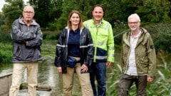 „Krone“-Redakteur Mark Perry, Expertin Ulrike Drabek, Stauanlagen-Leiter Christian Weichselbraun ...