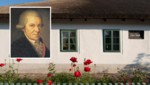 Musikkomponist Joseph Haydn und das bäuerliche Haus, in dem er 1732 zur Welt kam.