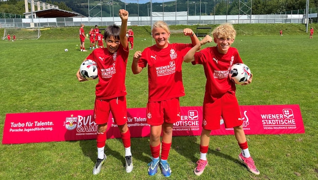 Diego, Emma und Emil (von links) haben die Zeit im Bulls Camp in Mondsee sehr genossen.