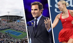 Bis zu 75.000 Fans stürmen täglich die Anlage in New York. Roger Federer (Mitte) liebt die US ...