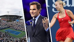 Bis zu 75.000 Fans stürmen täglich die Anlage in New York. Roger Federer (Mitte) liebt die US ...