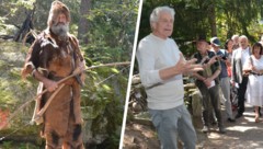 Prof. Walter Leitner erklärte den Zeitzeugen das im Ötzidorf nachgebaute, karge Leben in der ...
