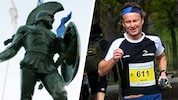 Leonidas empfängt die Finisher beim Spartathlon, den sich auch Harald Wurm „antut“.