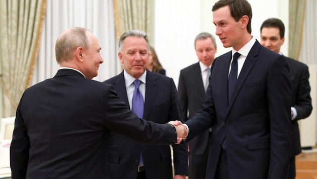 Putin empfing Witkoff und Kushner (v.l.n.r.) bereits im Jänner im Kreml, in der ukrainischen ...
