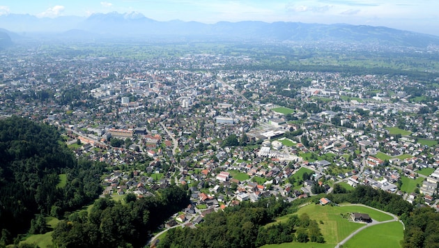 Blick über das Stadtgebiet von Dornbirn.