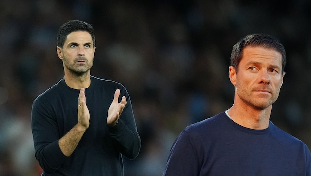 Arsenal-Trainer Mikel Arteta (l.) und Chelsea-Trainer Xabi Alonso (r.)