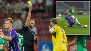 Klagenfurt-Goalie Manuel Kuttin beschwerte sich nach dem Treffer zum 2:3.