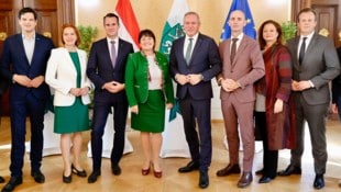 Die steirische Landesregierung: Hannes Amesbauer, Simone Schmiedtbauer, Stefan Hermann, Manuela ...