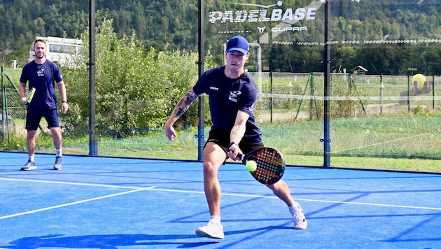 Beim Padel macht Larochelle eine gute Figur.