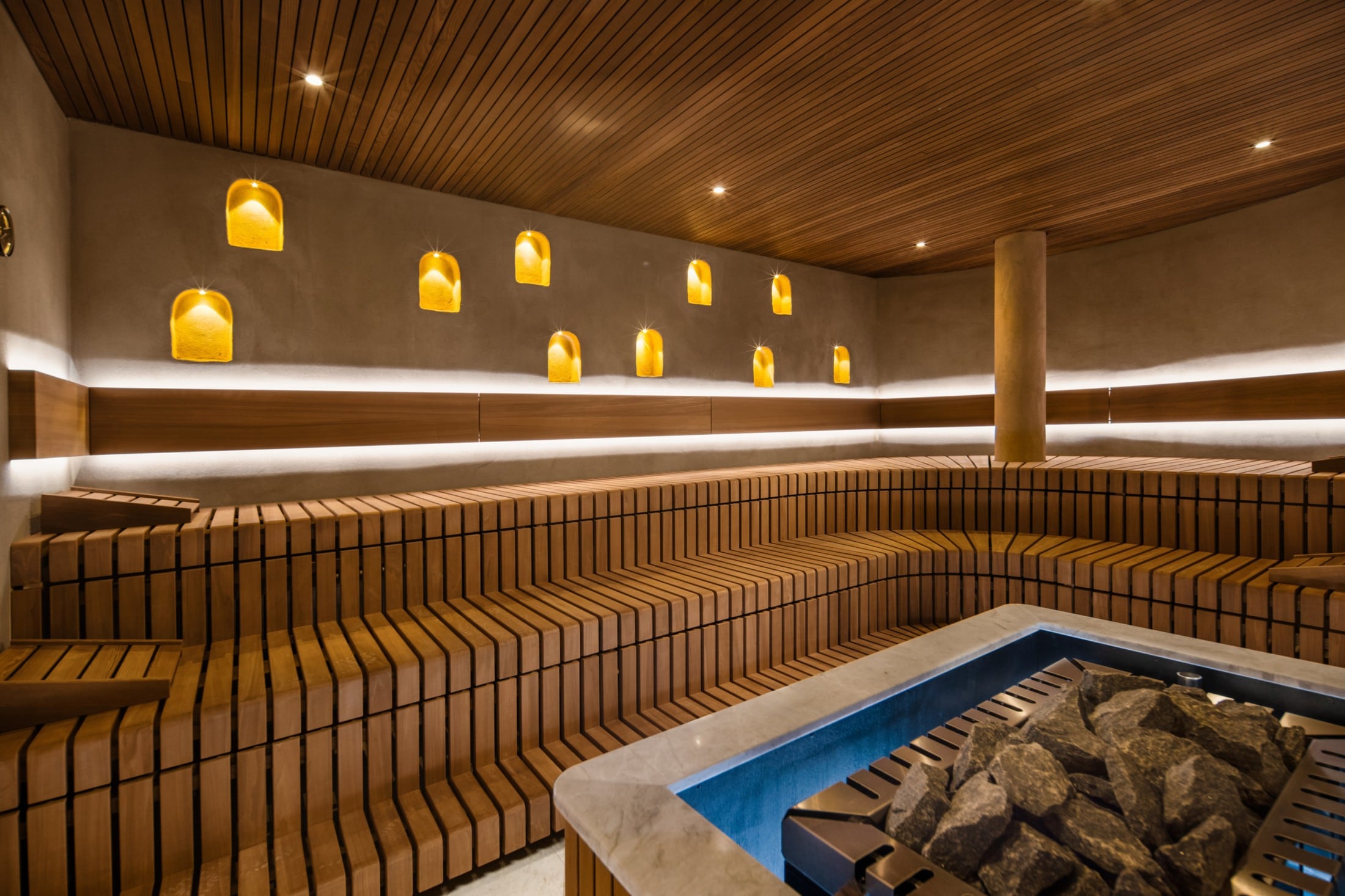 Die Lehmsauna ist eines von fünf neuen Sauna-Angeboten. Hier lässt sich die Wärme auf ganz ...