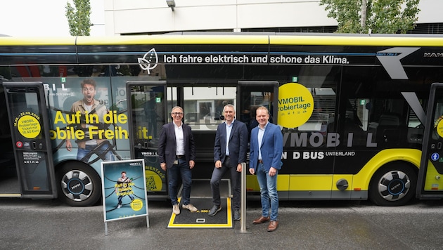 Gerhard Humpeler (CFO Blum), Christian Hillbrand (GF Verkehrsverbund Vorarlberg), Christof ...