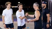 Matti und Jan Waldner (Stew Crew) im HYROX-Duell mit ServusTV-Moderator Christian Baier und ...
