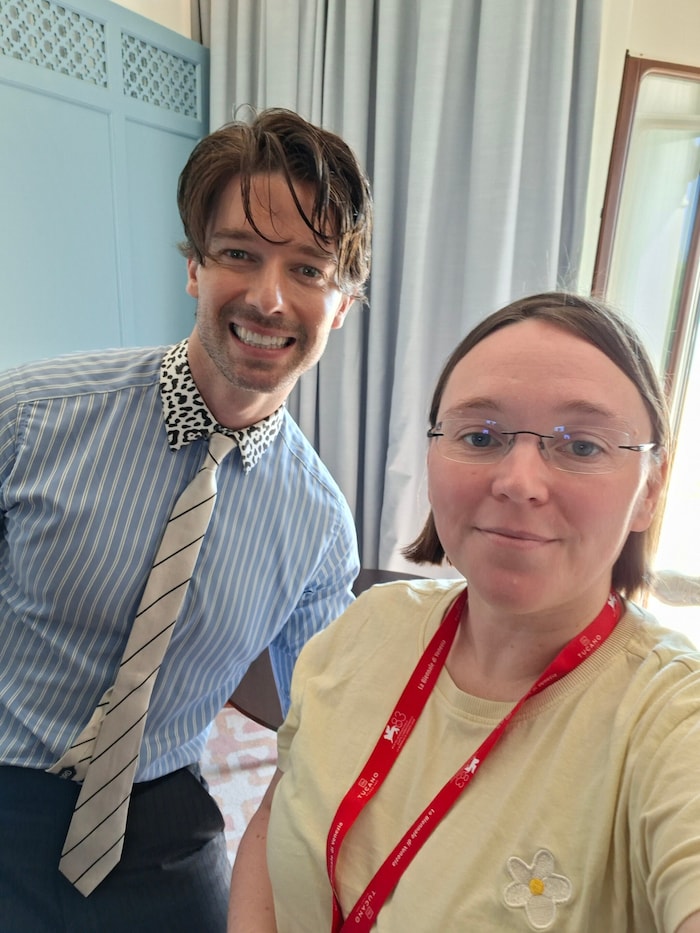 Arnies Sohn Patrick Schwarzenegger im Talk mit „Krone“- Filmredakteurin Jasmin Gaderer im Hotel ...