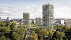 Der Entwurf sieht drei unterschiedlich hohe Türme mit 94, 72 und 51 Metern vor.