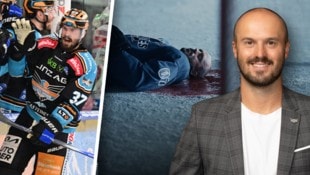 Krone KREATIV/BWL/Eisenbauer, SOKO Linz, Black Wings Andreas Kristler spielte 9 Jahre für Linz (li.), nun bei SOKO Linz eine Leiche (M.) und kehrte ...